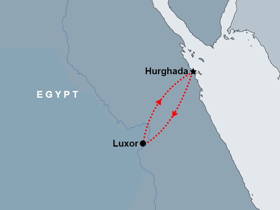 Day Tour to Luxor from Hurghada map Day Tour to Luxor from Hurghada map